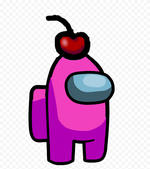 HD Pink Crewmate Among Us Character With Cherry Hat PNG