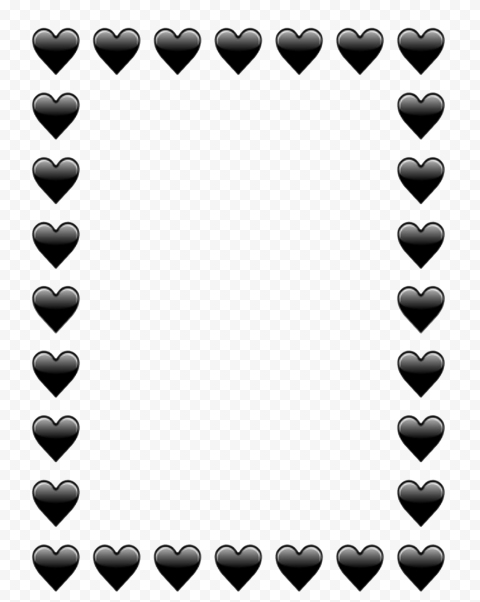 HD Black Hearts Emoji Vertical Frame PNG