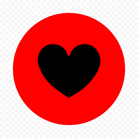 HD Red Round Circle Contains Black Heart Icon PNG