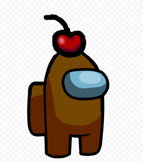 Hd Brown Crewmate Among Us Character With Cherry Hat Png Citypng