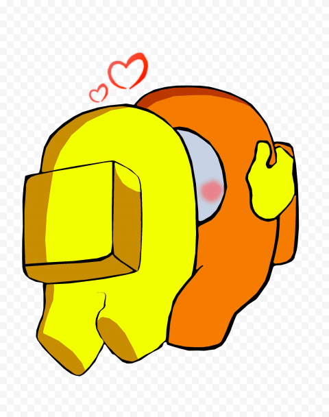 HD Valentine Love Yellow Kiss Orange Among Us Characters PNG