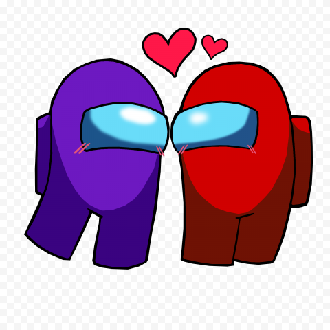 HD Among Us Purple Love Red Characters Valentines Day PNG