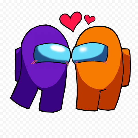 HD Among Us Purple Love Orange Characters Valentines Day PNG