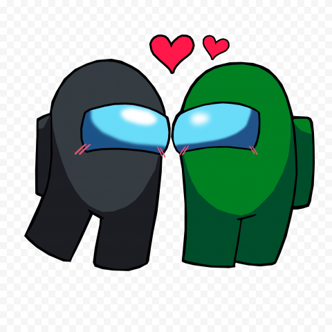 HD Among Us Black Love Green Characters Valentines Day PNG