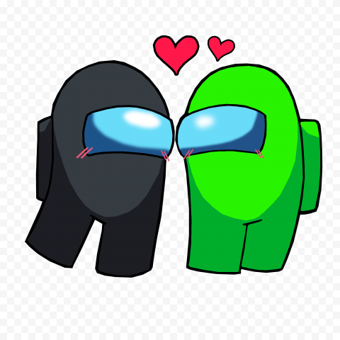 HD Among Us Black Love Lime Characters Valentines Day PNG