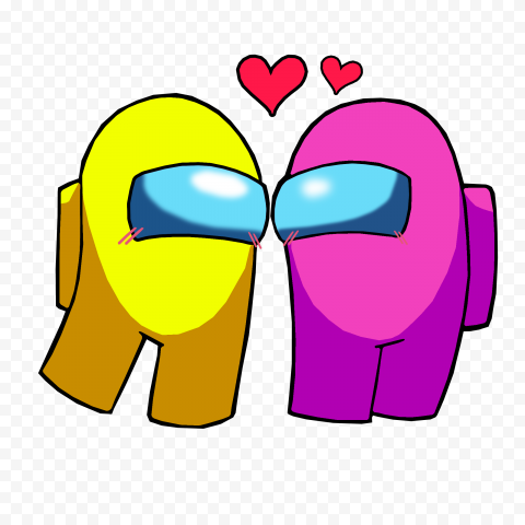 HD Among Us Yellow Love Pink Characters Valentines Day PNG