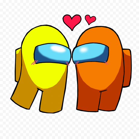 HD Among Us Yellow Love Orange Characters Valentines Day PNG