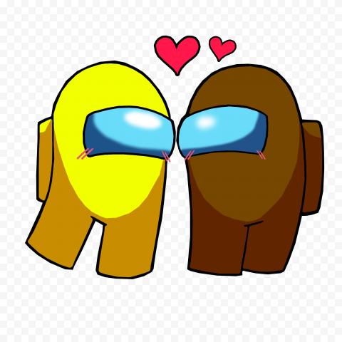 HD Among Us Yellow Love Brown Characters Valentines Day PNG