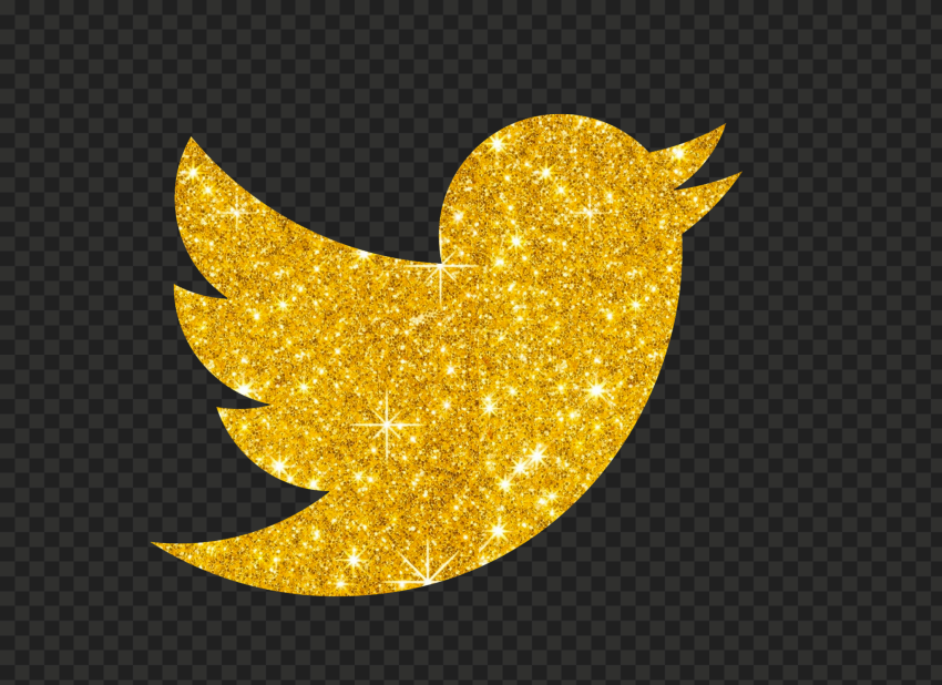 HD Gold Glitter Twitter Bird Logo Icon PNG