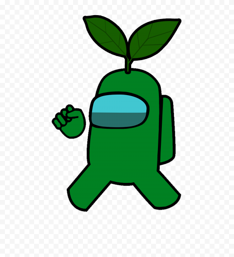 HD Green Among Us Crewmate Character With Leaf PNG