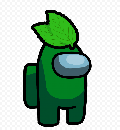 HD Green Among Us Crewmate Character With Leaf Hat PNG