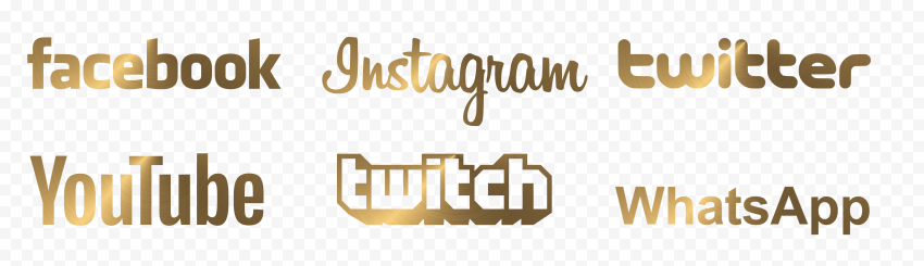 HD Twitter Facebook Instagram Social Media Gold Logos PNG
