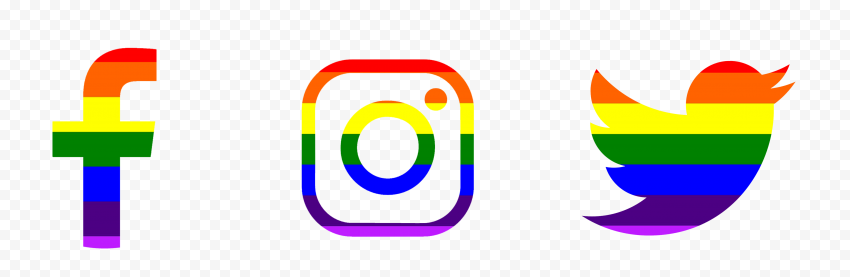 HD Facebook Instagram Twitter Rainbow Logos Icons PNG