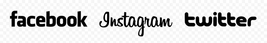 HD Facebook Instagram Twitter Black Logos Signature PNG