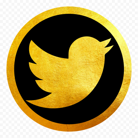 HD Black & Gold Round Twitter Luxury Icon PNG