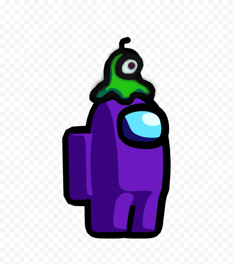 HD Among Us Crewmate Purple Character With Brain Slug Hat PNG
