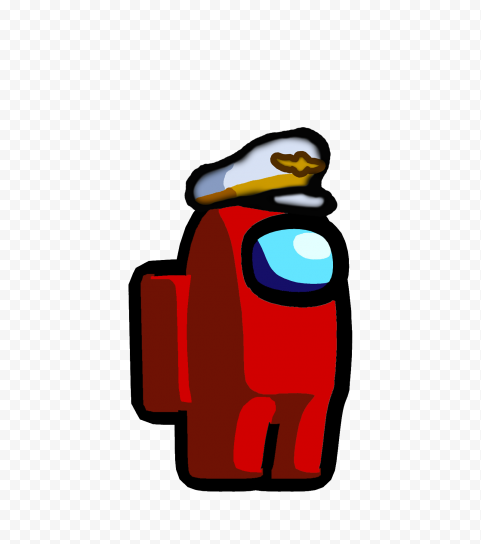 HD Among Us Crewmate Red Character With Captain Hat PNG