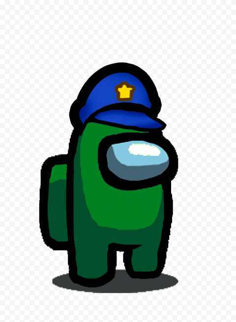 HD Dark Green Among Us Crewmate Character With Police Hat PNG