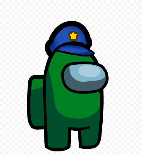 HD Among Us Crewmate Dark Green Character With Police Hat PNG