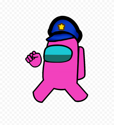 HD Pink Among Us Character With Police Hat PNG