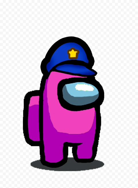 HD Pink Among Us Crewmate Character With Police Hat PNG
