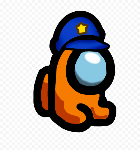 HD Orange Among Us Mini Crewmate Character Baby Police Hat PNG