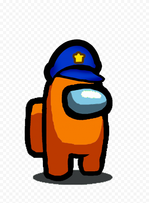 HD Orange Among Us Crewmate Character With Police Hat PNG