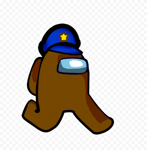 HD Brown Among Us Character Walking With Police Hat PNG