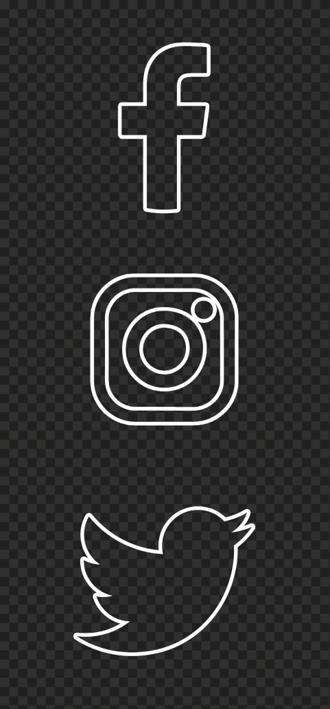 HD Facebook Instagram Twitter Vertical White Outline Icons PNG