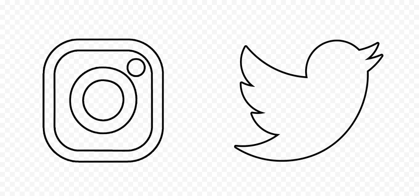 HD Instagram Twitter Black Outline Icons PNG