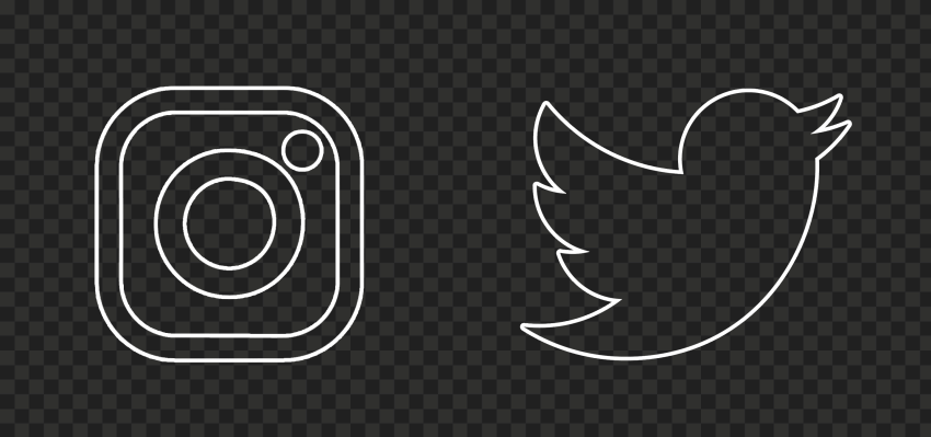 HD Instagram Twitter White Outline Icons PNG