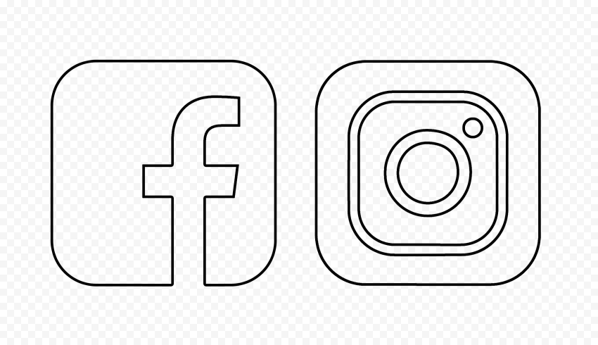 HD Black Outline Facebook Instagram Icons PNG