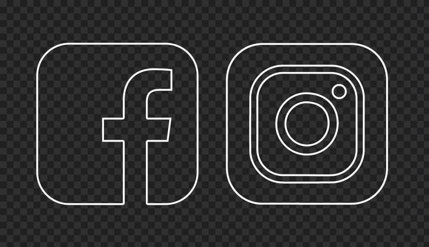 HD White Outline Facebook Instagram Icons PNG