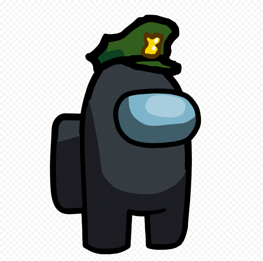 HD Black Among Us Character With Military Hat PNG Citypng