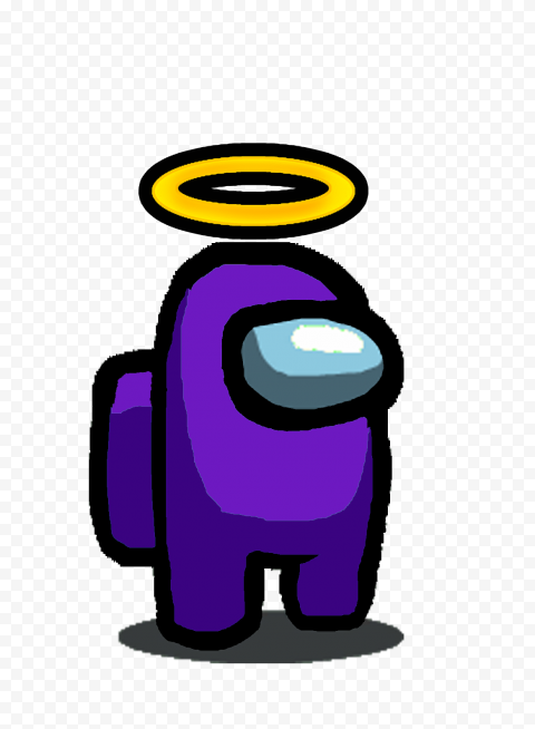 HD Purple Among Us Character With Halo Hat PNG