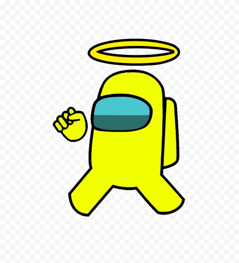 HD Yellow Among Us Crewmate Character With Angel Halo Hat PNG