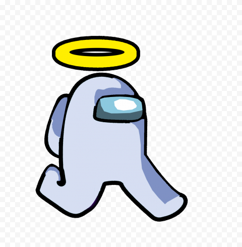 HD White Among Us Character Walking With Angel Halo Hat PNG