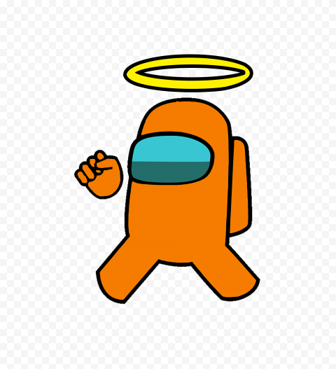 HD Orange Among Us Crewmate Character With Angel Halo Hat PNG