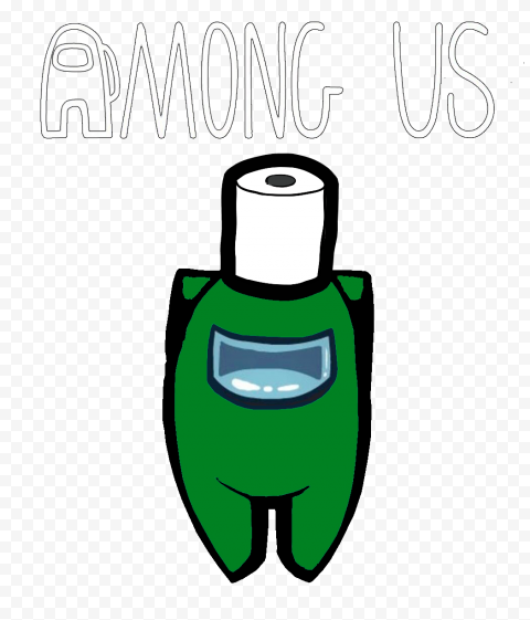 HD Toilet Paper Green Among Us Character With Logo PNG