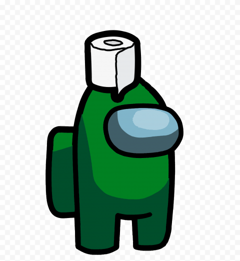 HD Green Among Us Crewmate Character With Toilet Paper Hat PNG