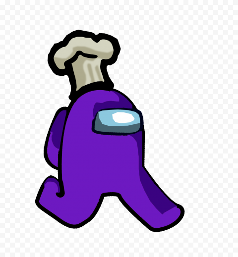 HD Purple Among Us Character Walking With Chef Hat PNG