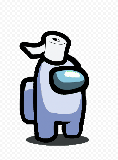 HD White Among Us Character With Toilet Paper Hat On Head PNG