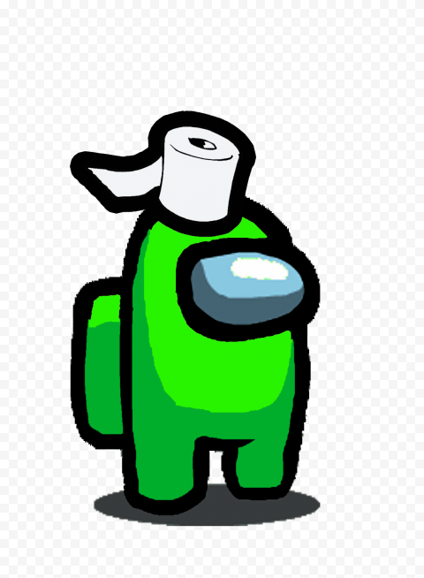HD Lime Among Us Character With Toilet Paper Hat On Head PNG