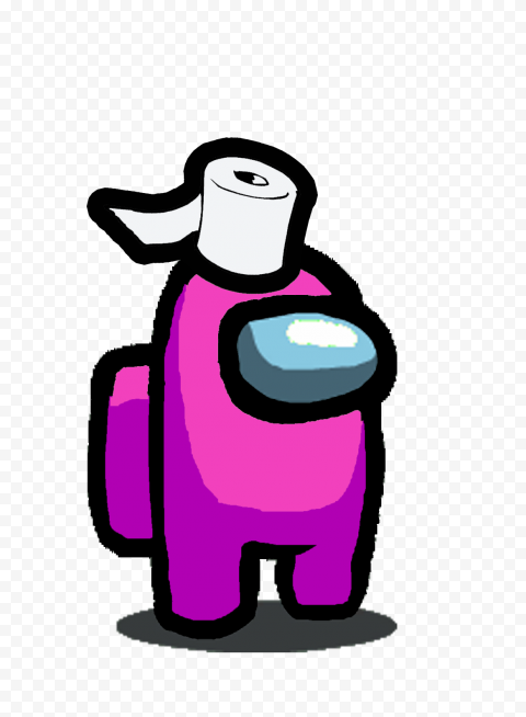 HD Pink Among Us Character With Toilet Paper Hat On Head PNG