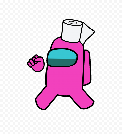 HD Pink Among Us Crewmate Character With Toilet Paper On Head PNG