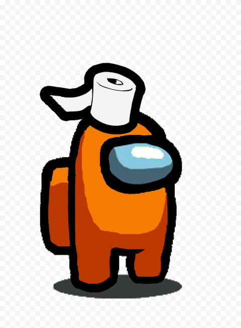 HD Orange Among Us Character With Toilet Paper Hat On Head PNG