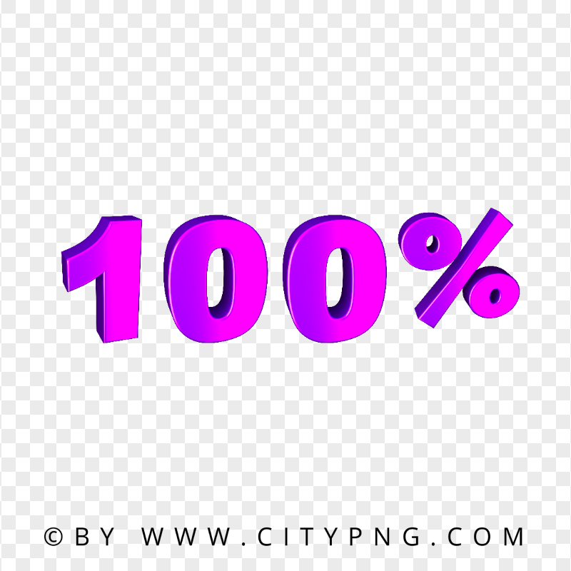 100% One Hundred Percent Purple Text PNG Image