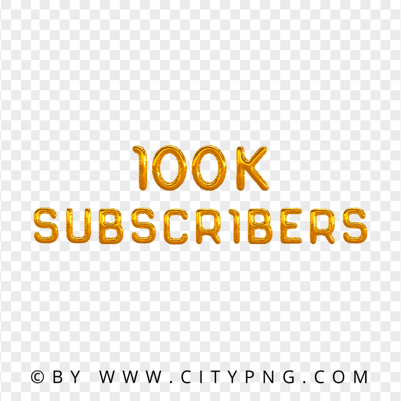 100K Subscribers Golden Balloon Effect PNG