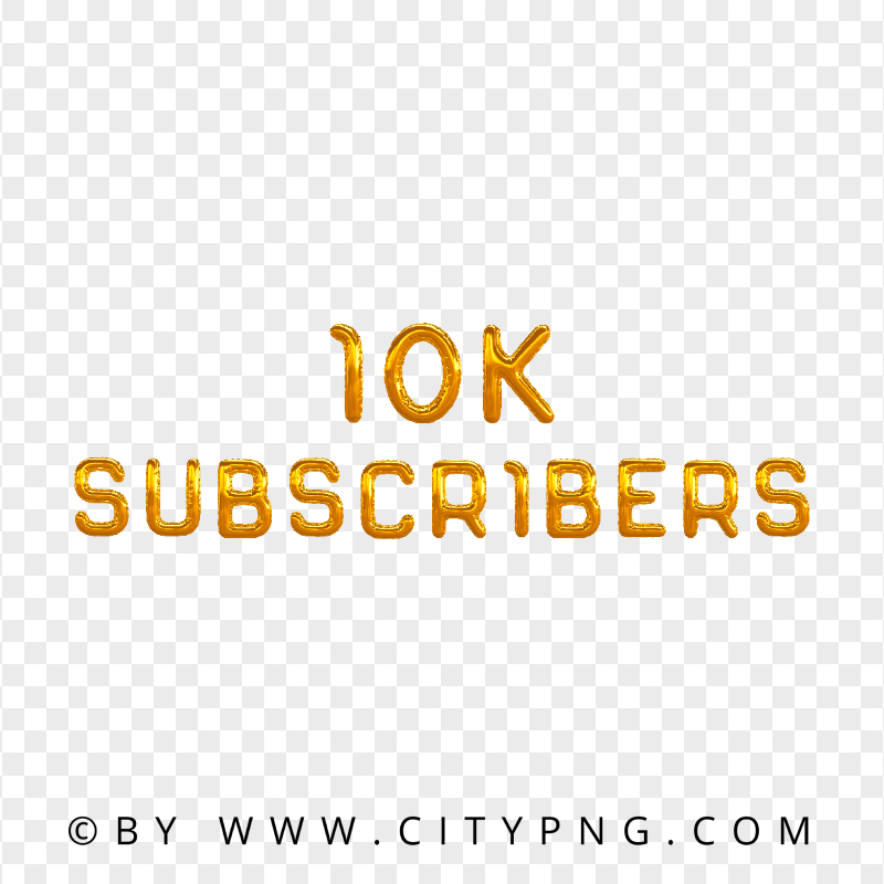 10K Subscribers Golden Balloons Effect HD PNG