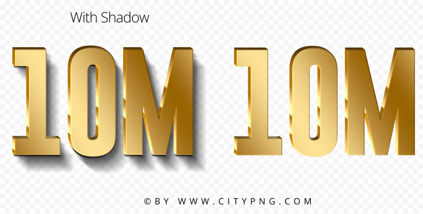 10M Number Text Gold Effect Transparent Background